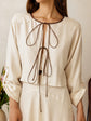 Giovanni cropped linen blazer