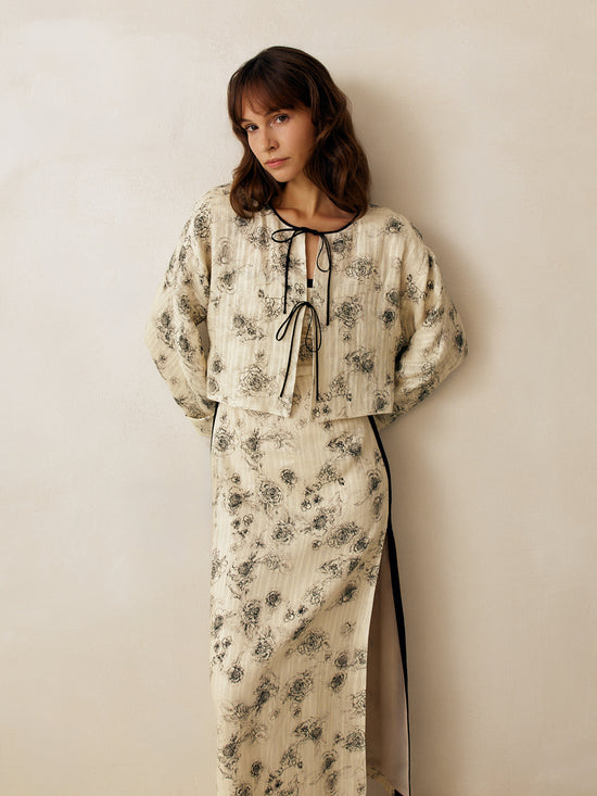 Giovanni cropped linen blazer